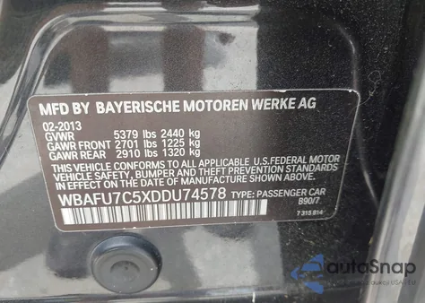 2013 BMW 535I xDrive z USA, uszkodzony, nr VIN WBAFU7C5XDDU74578